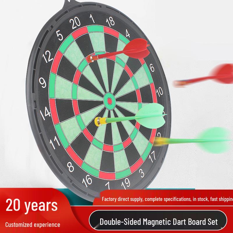 Dual-Sided Magnetic Dartboard Set - Indoor Competition and Leisure Use 15-inch + 6 Darts