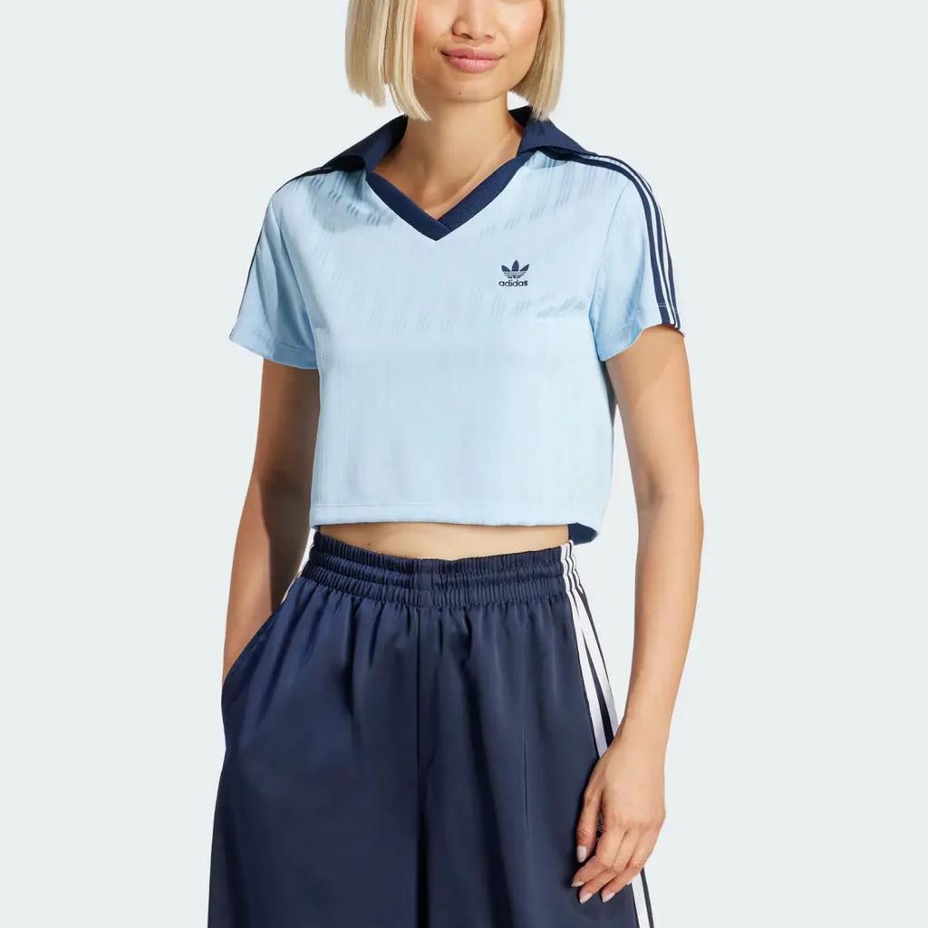 adidas Originals Short-Sleeved Polo Shirt for Women, Blue
