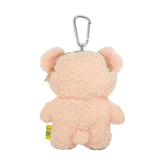 Sunlemon Fluffy Tatton Pass Pouch Bear PK 12 x 5 x 19cm Miscellaneous Goods/IC Card Holder/Small Items Carabiner/Reel Cord Included Animal Bear