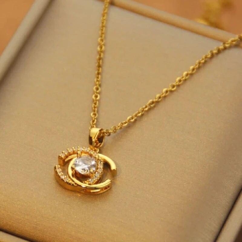 

1 шт. Легкий роскошный прохладный ветер Серия «Четырехлистный клевер» Подвеска из меди с золотым покрытием в сочетании с цепочкой из нержавеющей стали