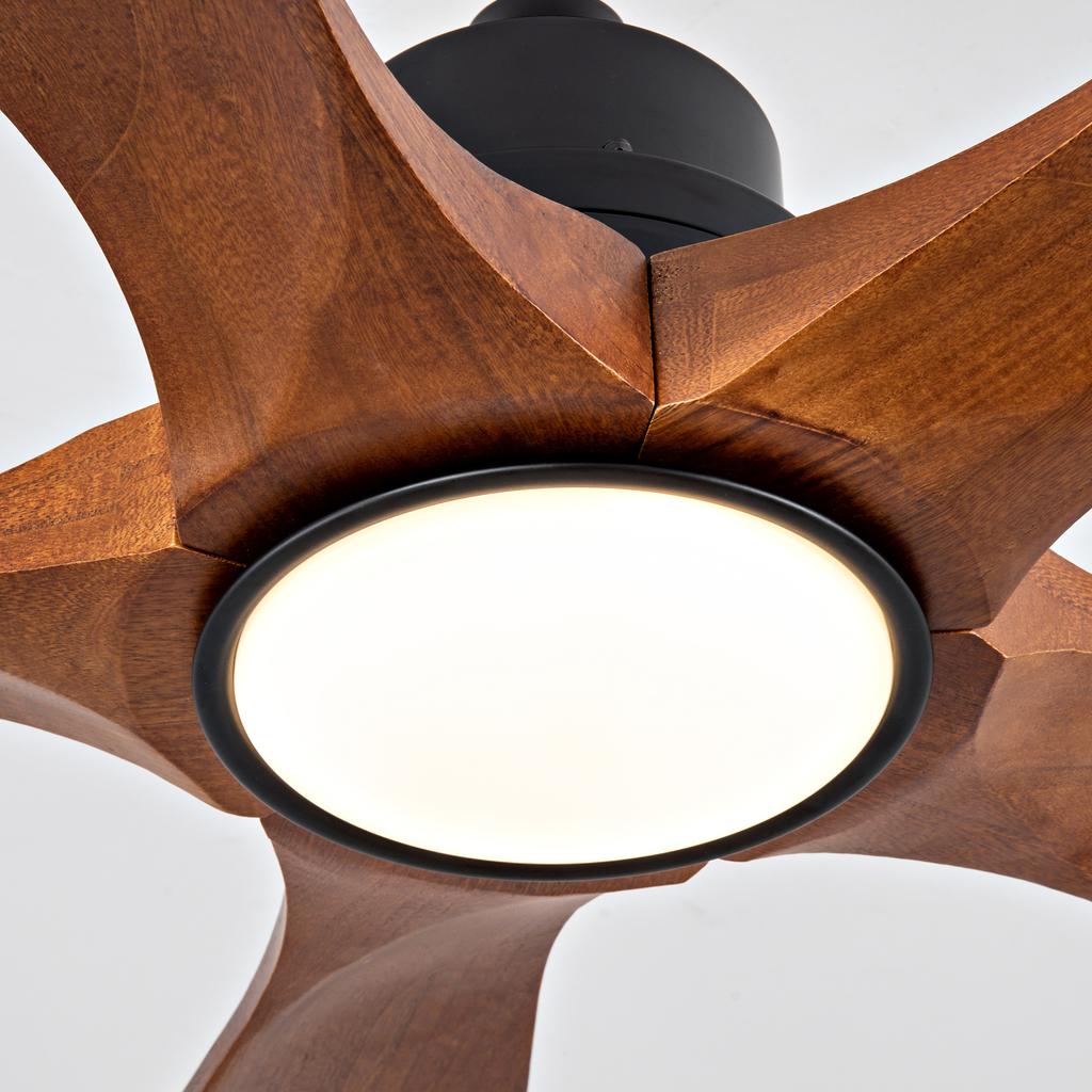 Ventilatore da soffitto da 42 pollici, 5 pale, con illuminazione e telecomando, 6 livelli di velocità, funzione di inversione, 3 CCT, dimmerabile, per pati/soggiorni/sale da pranzo
