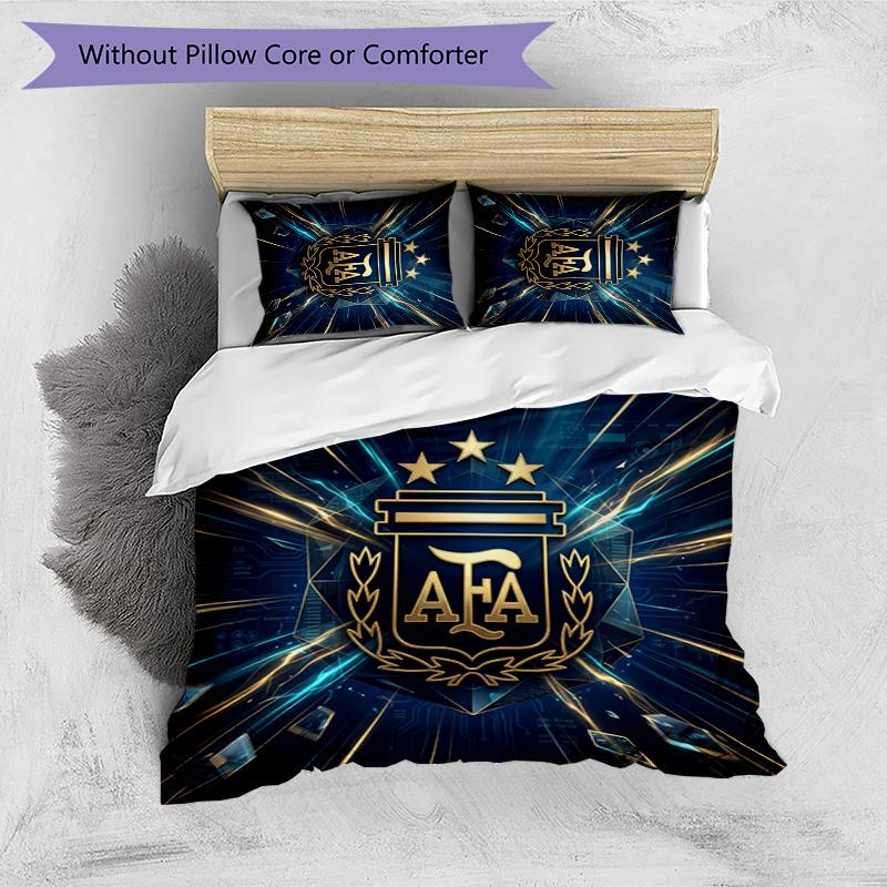 Set Biancheria da Letto Stampata Calcio Argentina 3 Pezzi Copriletto Traspirante Accogliente come Regalo per Inaugurazione Casa o Festa