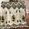 Bee Themed Art Digital Printing Throw Blanket - Cute Insect Motif Soft Lightweight Accent for Sofa Bed Travel Office