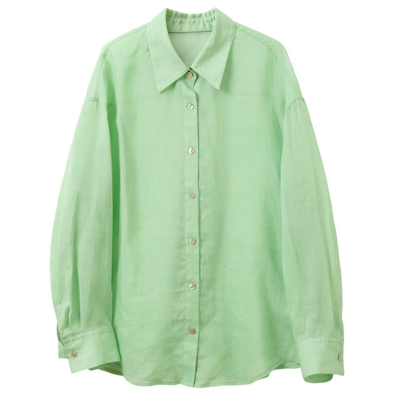 Sancai Women s Lyocell Ramie Loose Lapel Shirt M