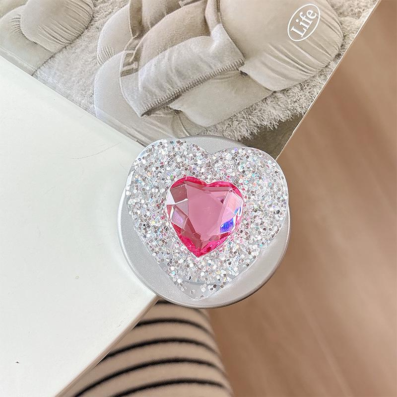 Portable Magnetic Rhinestone Heart Phone Holder