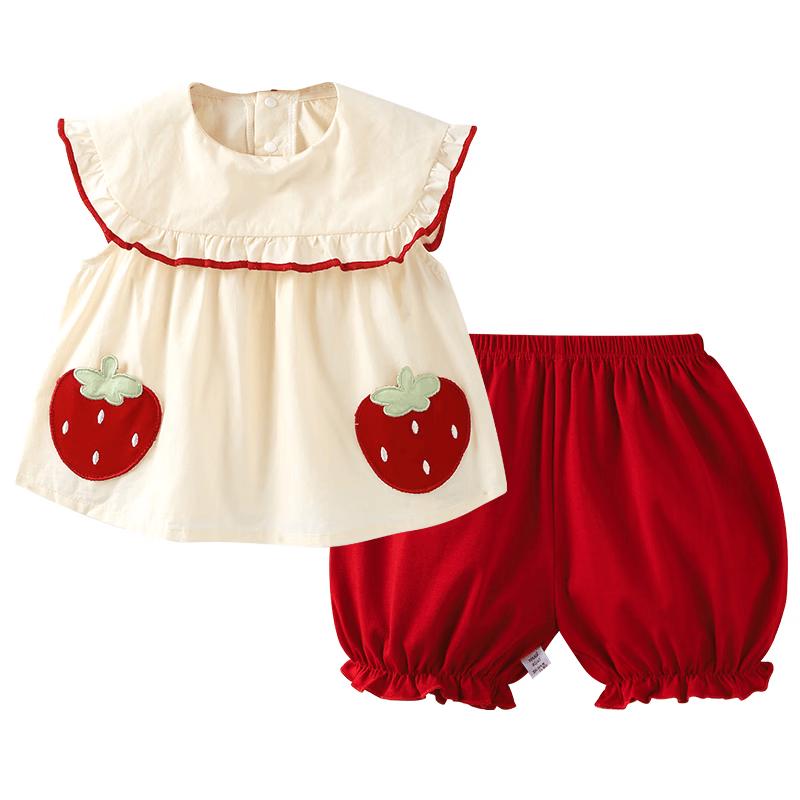 Baby Girl Summer Cotton Suspender Top & Shorts Set 100