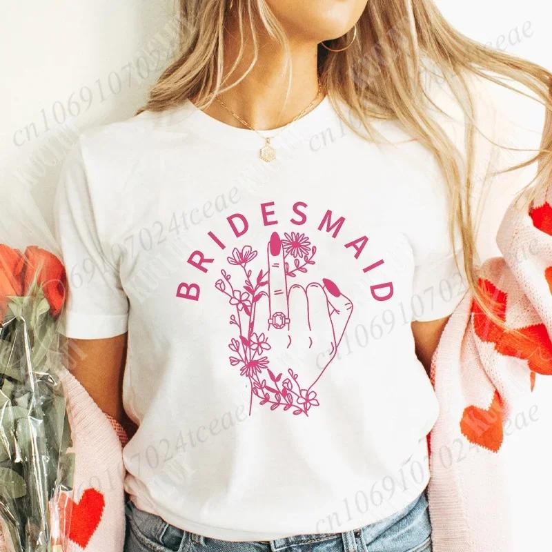 Finger Wedding Ring Graphic Tops for Women Team Bride T-shirt Girls Single Farewell Bachelorette Hen Party Bridal Shower Shirts