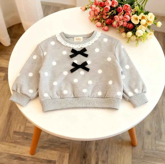 Korean Girls' Autumn Lace Bowknot Hoodie and Flare Pants Set, 2025 New Style