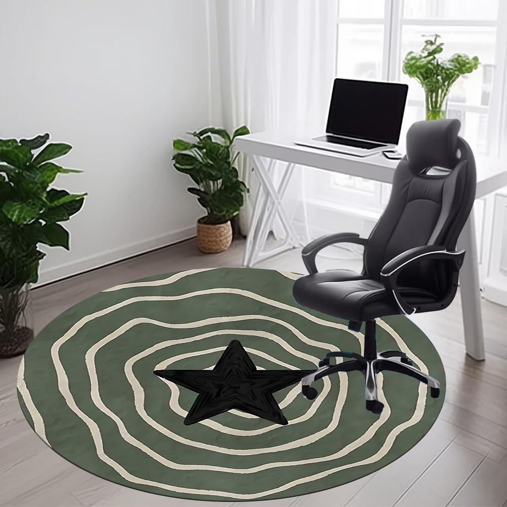 1pc Star Pattern Office Round Area Rug, Indoor Mat Suitable ForOffice, Under Office Chairs Bedroom Living Room Home Decor, Room Deco D008