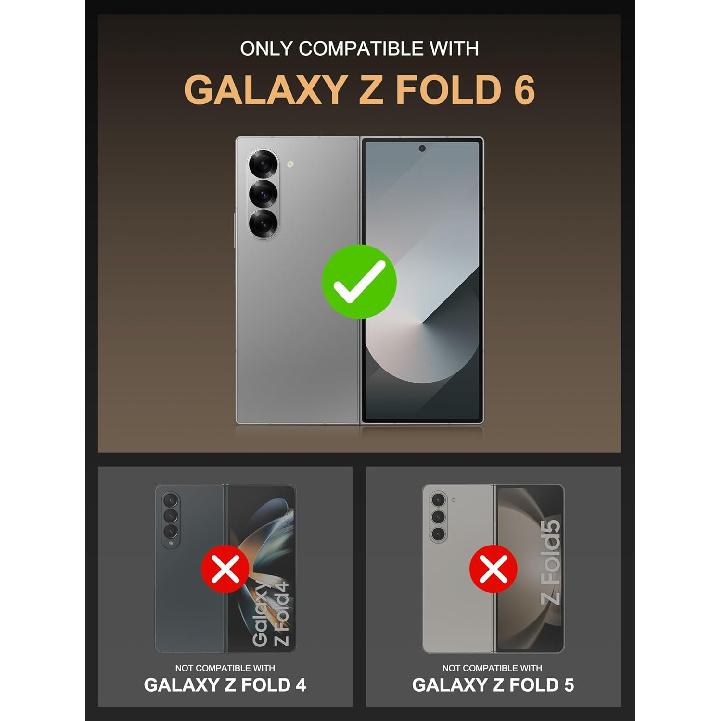 Vihibii for Samsung Galaxy Z Fold 6 Case Silicone with Ring Stand [Military Grade Drop Protection], Camera Cover & Screen Protector & Hinge