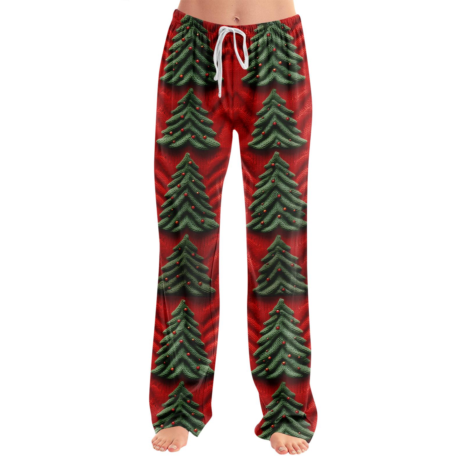 

Взрослые модные свободные повседневные брюки с рождественским принтом, одежда для дома, пижамные брюки XL арбуз красный
