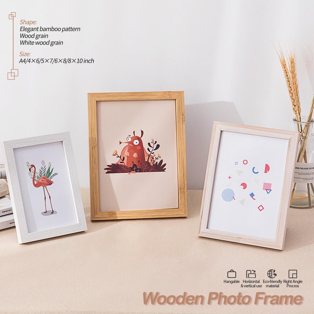 Simple Style Wooden Square Photo Frame Solid Wood Desktop Photo Frame Classic Memory Commemorative Photo Frame Home Decoration