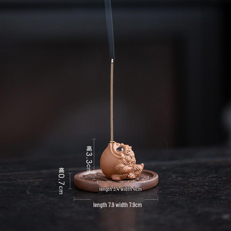 Purple Clay Golden Toad Incense Burner - Indoor Zen Tabletop Aroma Holder