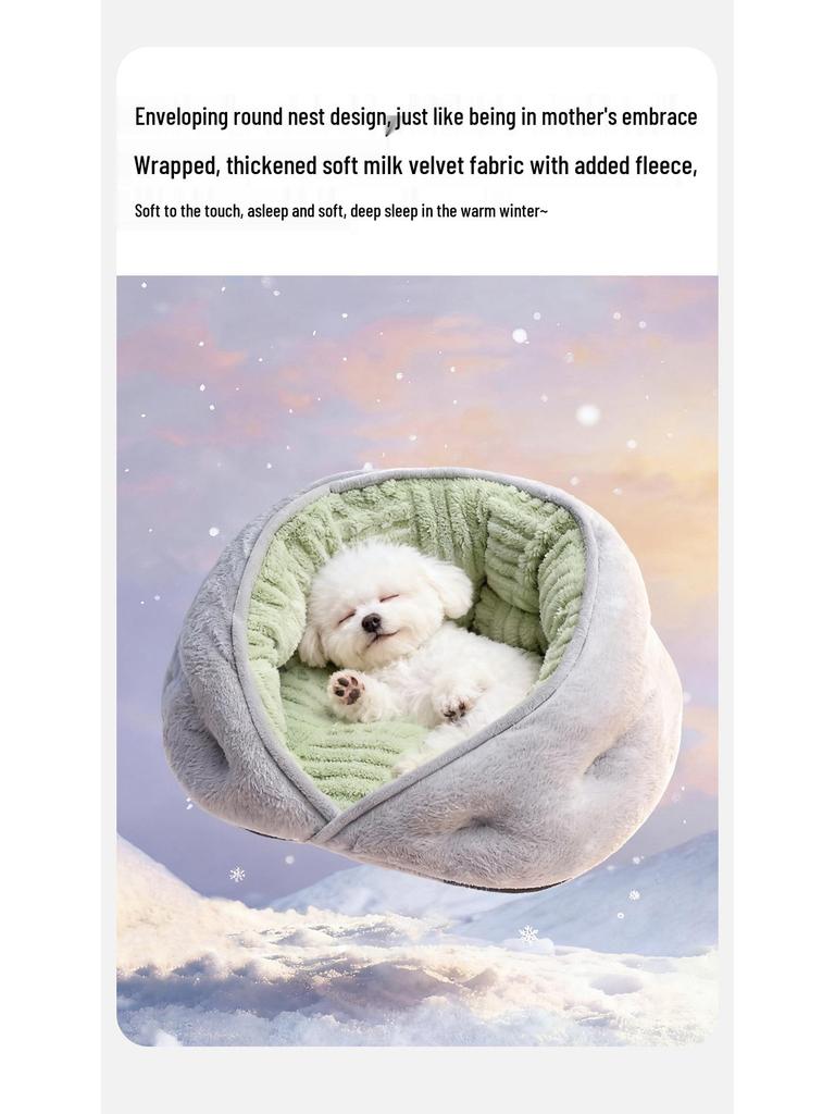 2025 Winter Cozy Semi-Enclosed Dog Bed for Medium and Small Pets