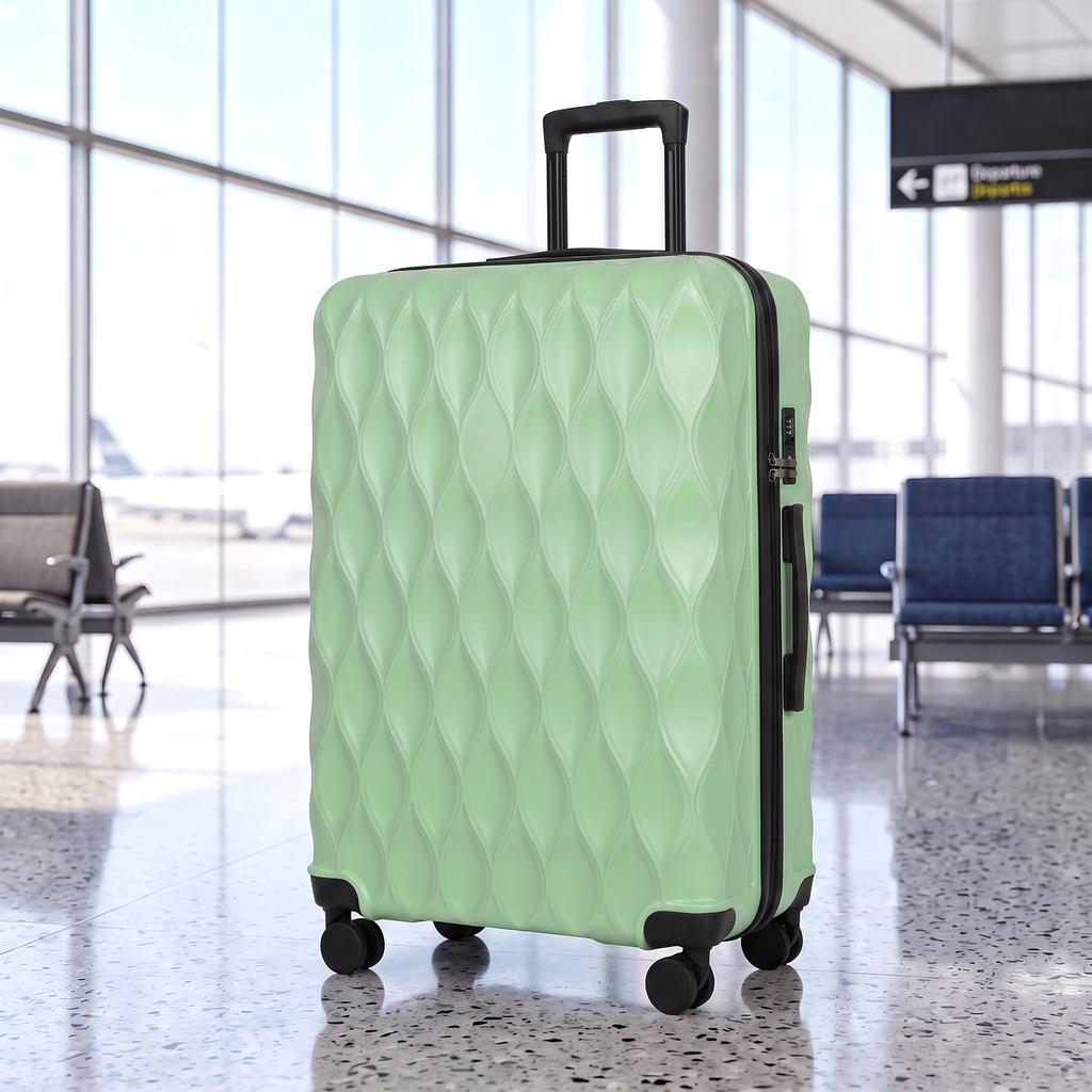 30Inch 77cm 98L Suitcase, ABS Hard Shell Checked Luggage, Green