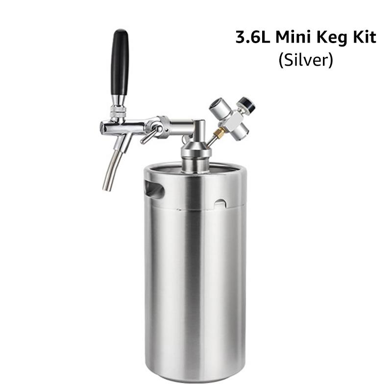 3.6L /5L Mini Keg Growler Kit, 0-60 PSI Co2 Regulator & Flow Control Beer Tap Dispenser,Carbonation Fresh Beer In This Summer
