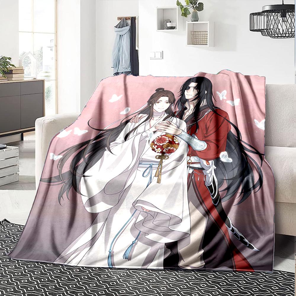 1Pc Heaven Official's Blessing Anime Print Blanket Soft Comfortable Polyester Throw Blanket Allseason Warm Coverlet Bedroom Office Outdoor Gothic Fant