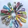 Nylon Braided Color Block Keychain Lanyard with Plush Doll Charm