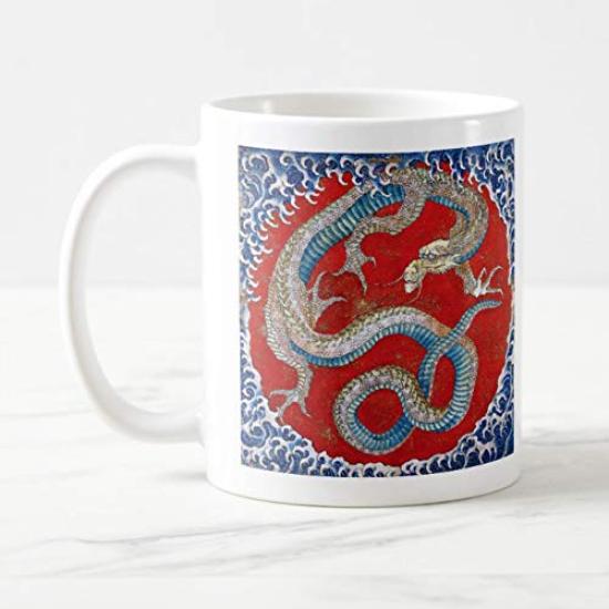 Katsushika Deckenmalerei vom Higashimachi Festwagen in Fototasse Hokusais "Drache" Obuse, Shinshu (Ukiyo-e-Serie) (ZU)