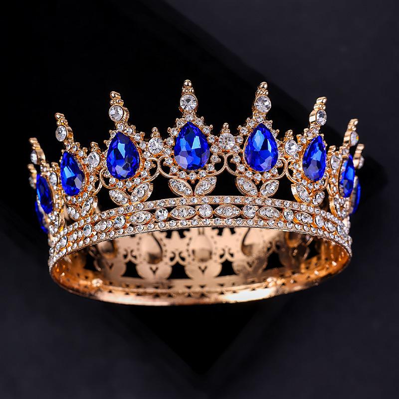 The Bride's Luxurious and Dazzling Tiara A Full Round Design  Princess Style Wedding Dress  Headwear  Flower Cake Decoration and Ornaments