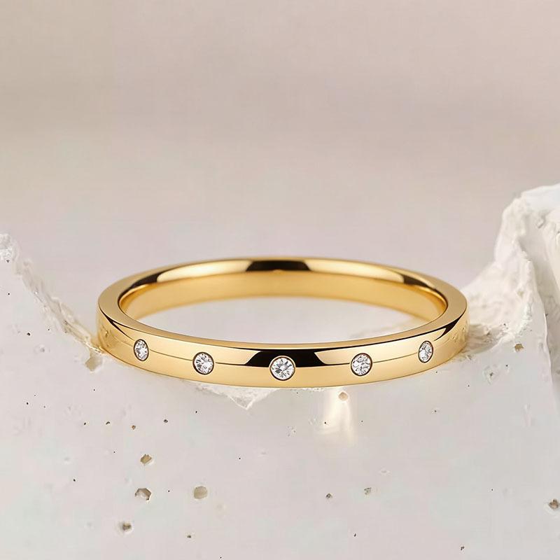 Simple and Fashionable Ten Zircon Titanium Steel Ring Women's Ring Temperament Index Finger Accessories
