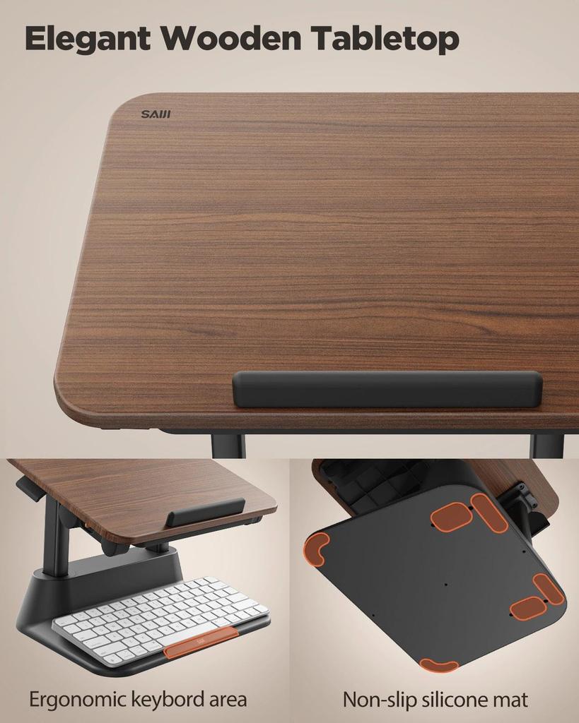 SAIJI Standing Laptop Stand for Stable Laptop Riser with Foldable Mouse 4 Height Adjustable Positions up to Improves MacBook Fits Inch Walnut Desks,
