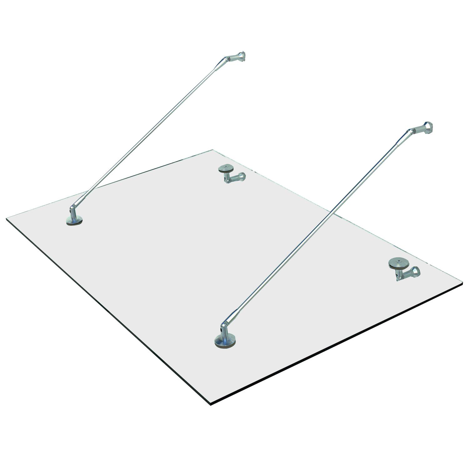 Auvent Toit de Porche Auvent de Porte Verre Trempé Acier Inoxydable 304 Verre Transparent 150 X 90 Cm