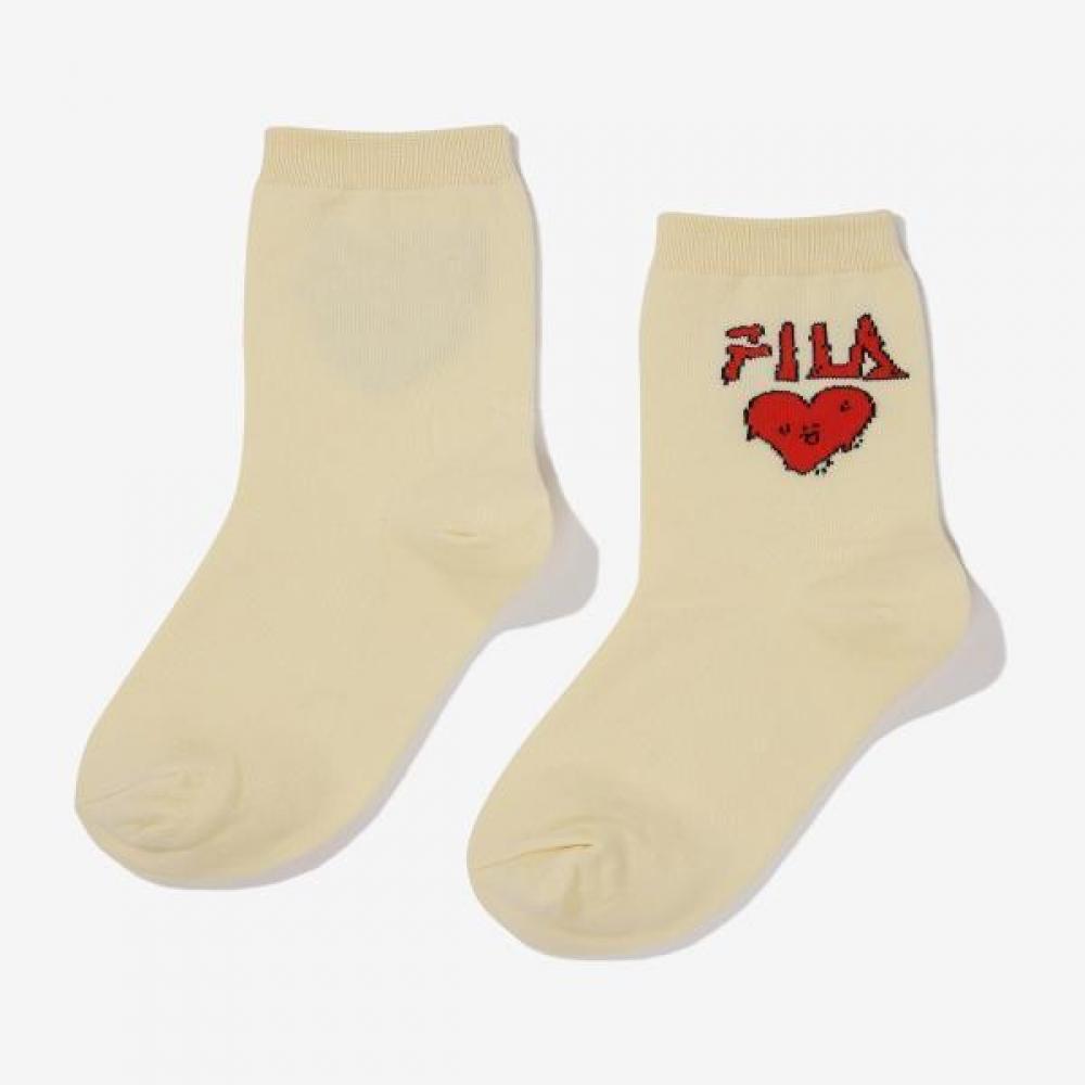 Fila Artist Ijin Heart Logo Crew Socks VANILLA/240