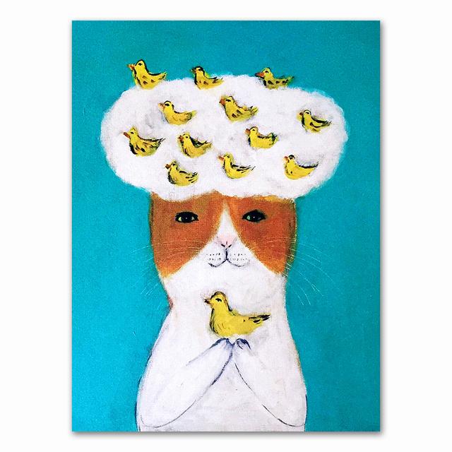 

Мультфильм кот плакаты и принты холст картина маслом настенные художественные картины для гостиной детская спальня детская Cuadros домашний декор без рамки 21*30cm No Frame