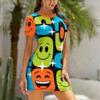 Sommer Spaß Tierbuchstaben Aufdruck Kleid Damen Kurzarm Nachtwäsche Kleider Lockerer Schnitt T-Shirt Nachtwäsche Hauskleidung Nachthemd Loungewear