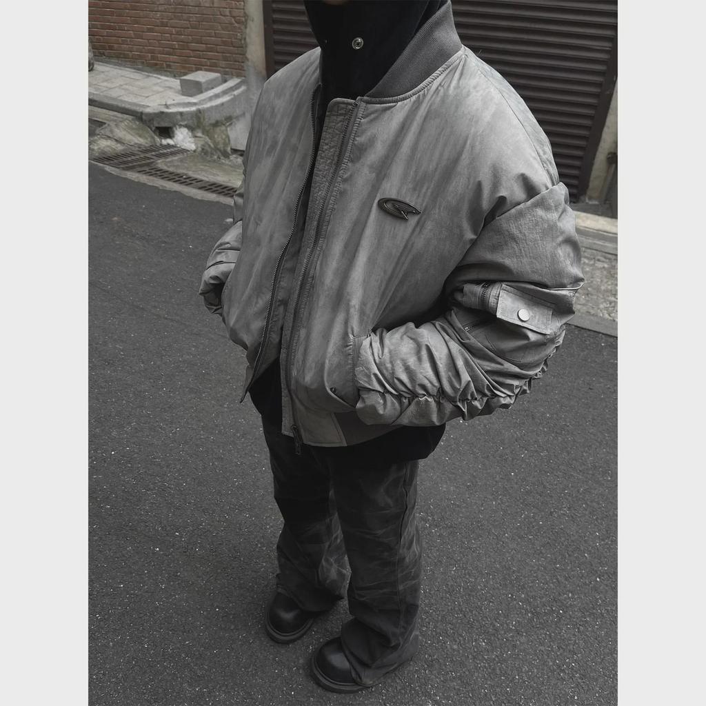 American Style Pleated Cotton Coat: Men's Winter Flight Suit, Loose Warm Baseball Jacket