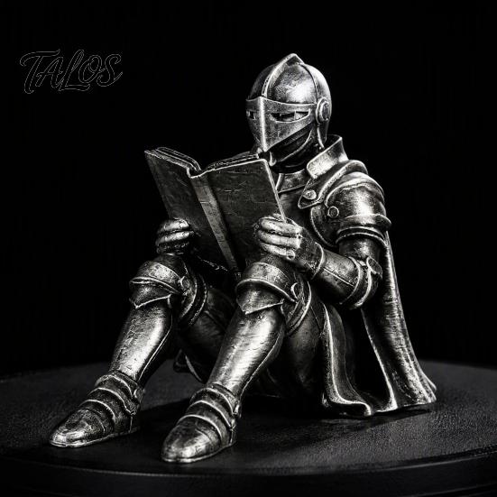 Unique Gifts for Book Lovers Medieval Knight Nook Statue, 3D Printed Armored Reading Bookend Figurine, Sophisticated Shelf Decor Retro Gothic