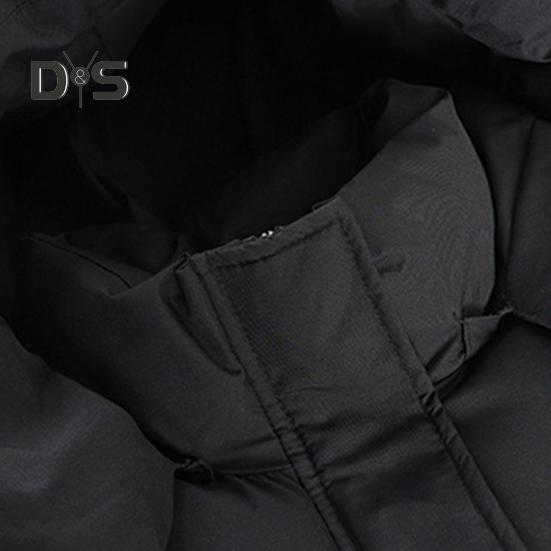 Winter Down Coat Neck Protection Stand Collar Padded Hooded with Pockets Zip-up Parka Windproof Heat Retention Daily Cold Weather Outwear Cotton