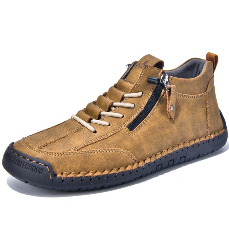 Autumn/Winter Men's Martin Boots, Mid- and Low-Top Casual Ankle Boots, British Style, Versatile Men's Casual Shoes with Side Zippers