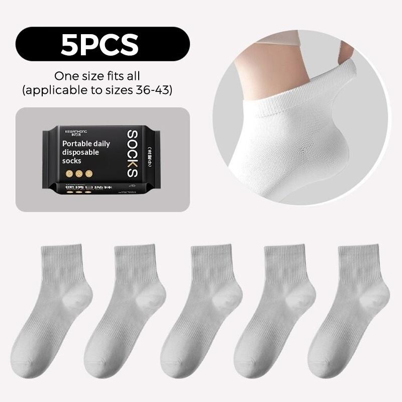 5 Pairs Disposable Cotton Socks Day Throwing Socks Deodorant Leave-In Autumn And Winter Long Tube