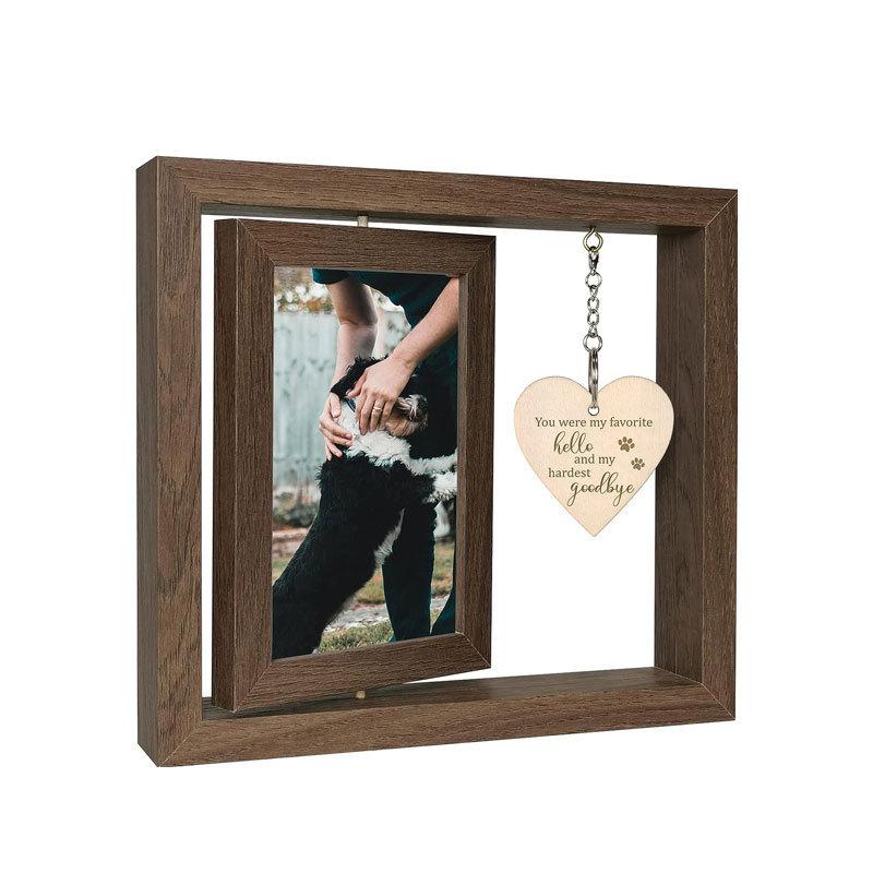 Wooden Photo Frame Postcard Photo Solid Wood Photo Frame Rotatable Desktop Ornament Pet Commemorative Photo Frame