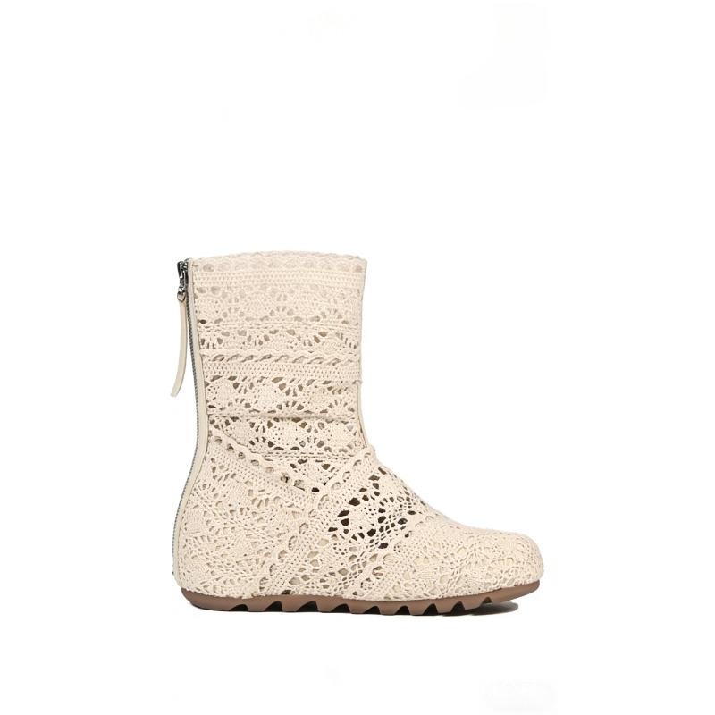 Summer Women's Shoes 6cm Heightening Hole Boots Retro Hollow Martin Boots Women's Lace Breathable Thin Short Boots Cool Boots