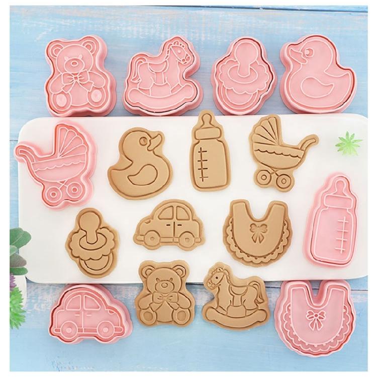 16PCS Babies Series Biscuit Moulds PP Material Push-type Frosting Cookie Molds