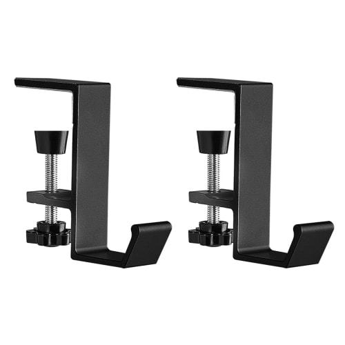 OptiPro Headphone Stand, Set of 2, Screw-Type Clamp, Table Hook, Convenient, Easy To Attach, 10kg Weight Capacity, Perfect for Business Trips and Trav