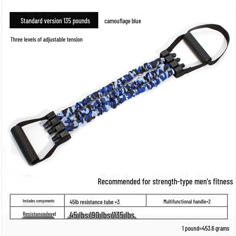 

Adjustable Three-Tube Latex Chest Expander and Arm Strength Trainer камуфляжный/синий