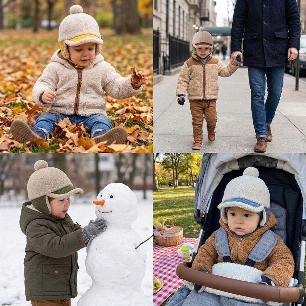 Thickened Kids Baseball Hat Cute Peaked Cap Cute Earflap Hat Skiing
