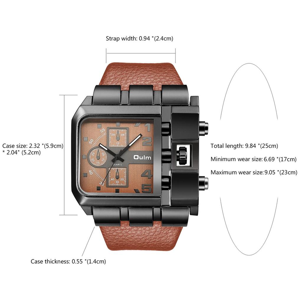 Square Stylish Sports Watch with Leather Perfect Gift for Him or Fashion Accessory Men's Watch, Strap, Waterproof, Casual, Business, Brown, Her,