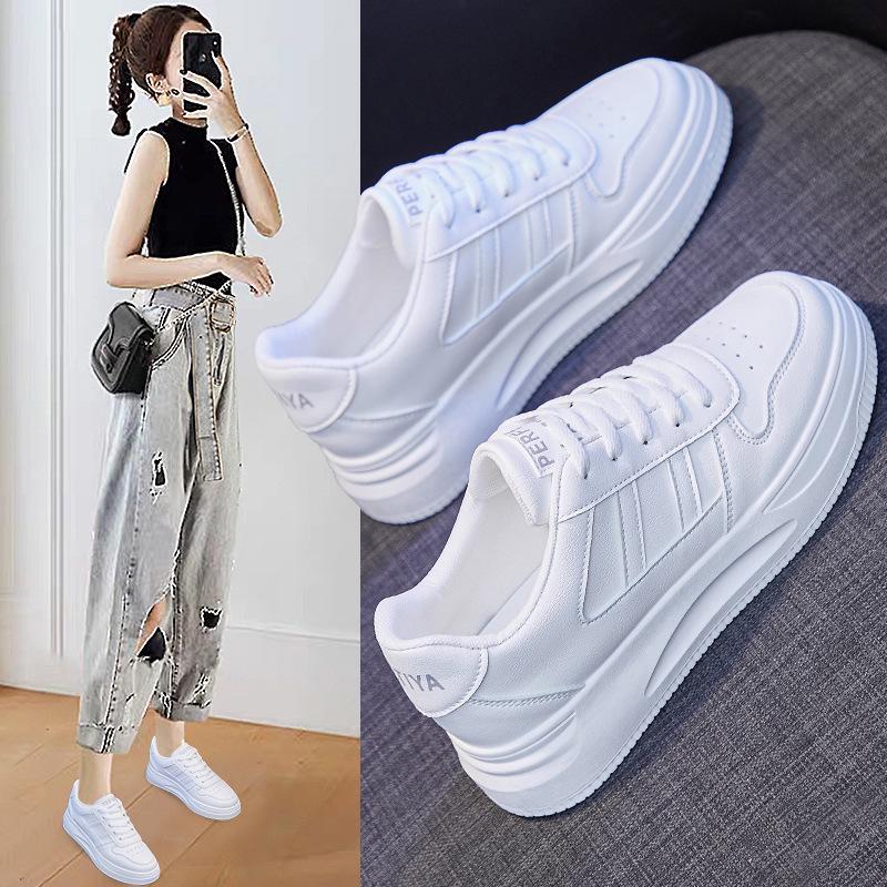 2025 Trendy Women's White Leather Casual Non-Slip Running Sneakers