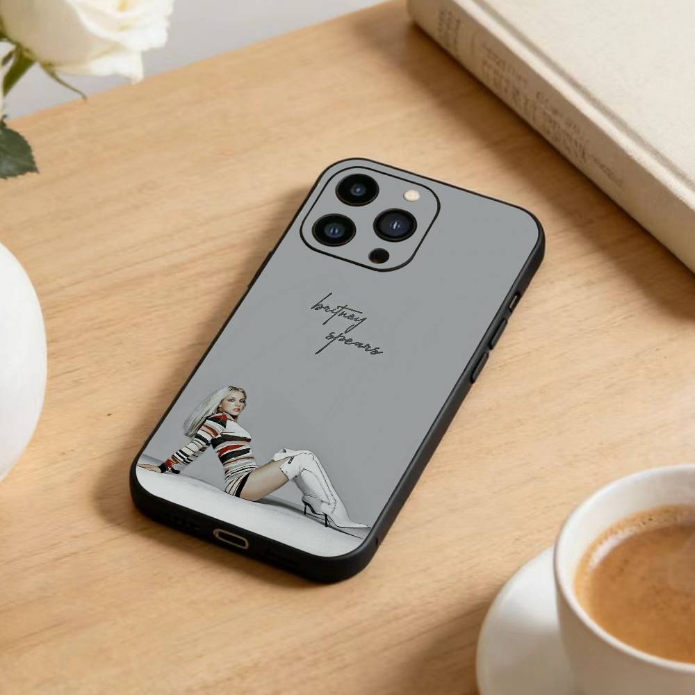Singer V-Britney Spears Phone Case For iPhone17,16,15,14,13,12 Plus,Max Soft Silicone Black Cover