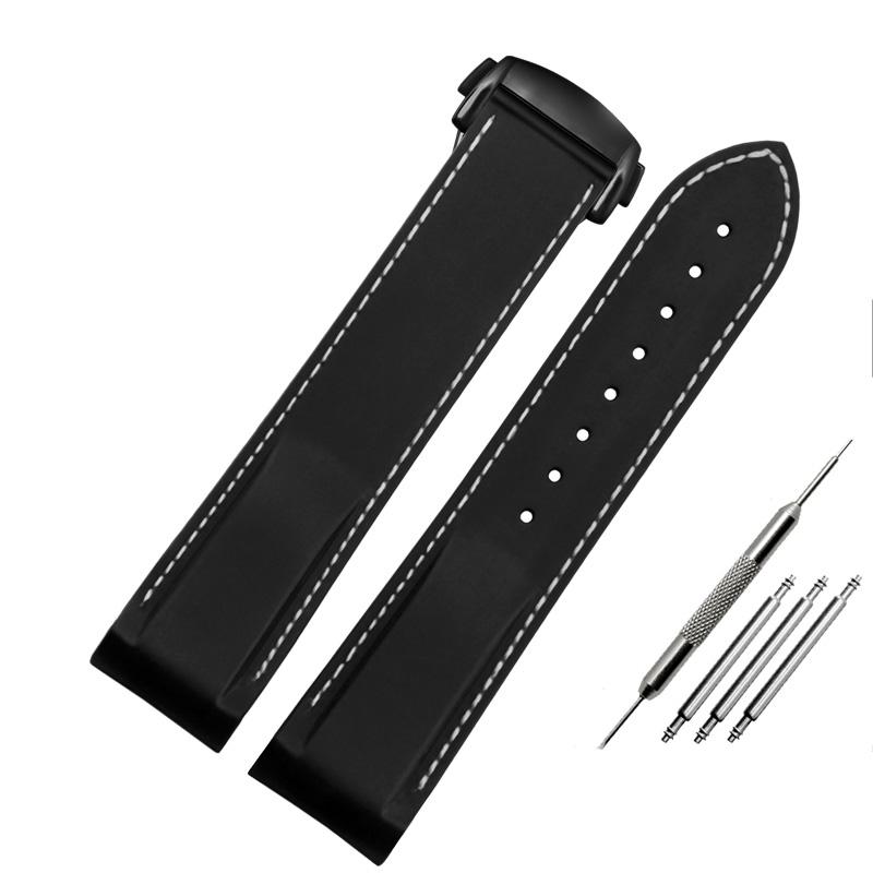 Bracelet de montre en caoutchouc et silicone Classic Arc, 20 mm/22 mm, compatible avec Omega Seamaster GMT Diver 300 Speedmaster Seiko Hamilton