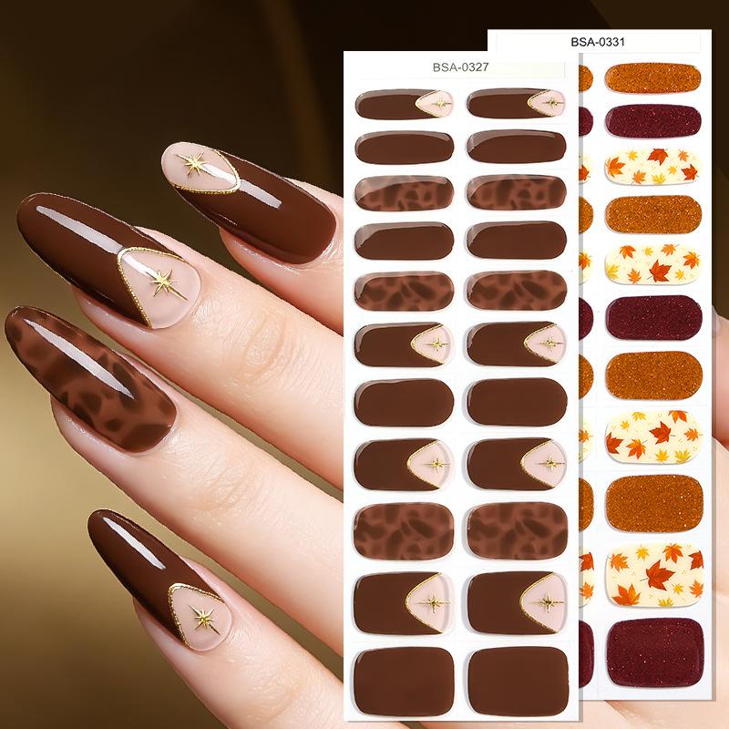 Gel Nail Sticker Waterproof Leopard Print Bronzing Free Baking Lamp Gel Nail Sticker Full Sticker UV Free