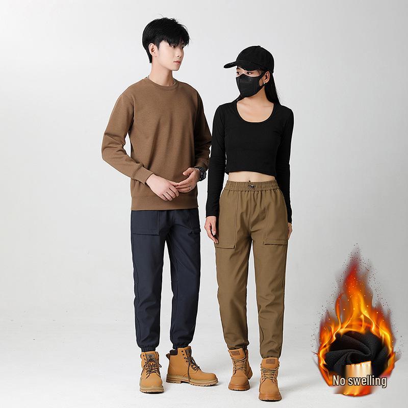 Autumn/Winter Unisex Windproof Softshell Hiking Pants with Waterproof Velvet Lining, Customizable LOGO