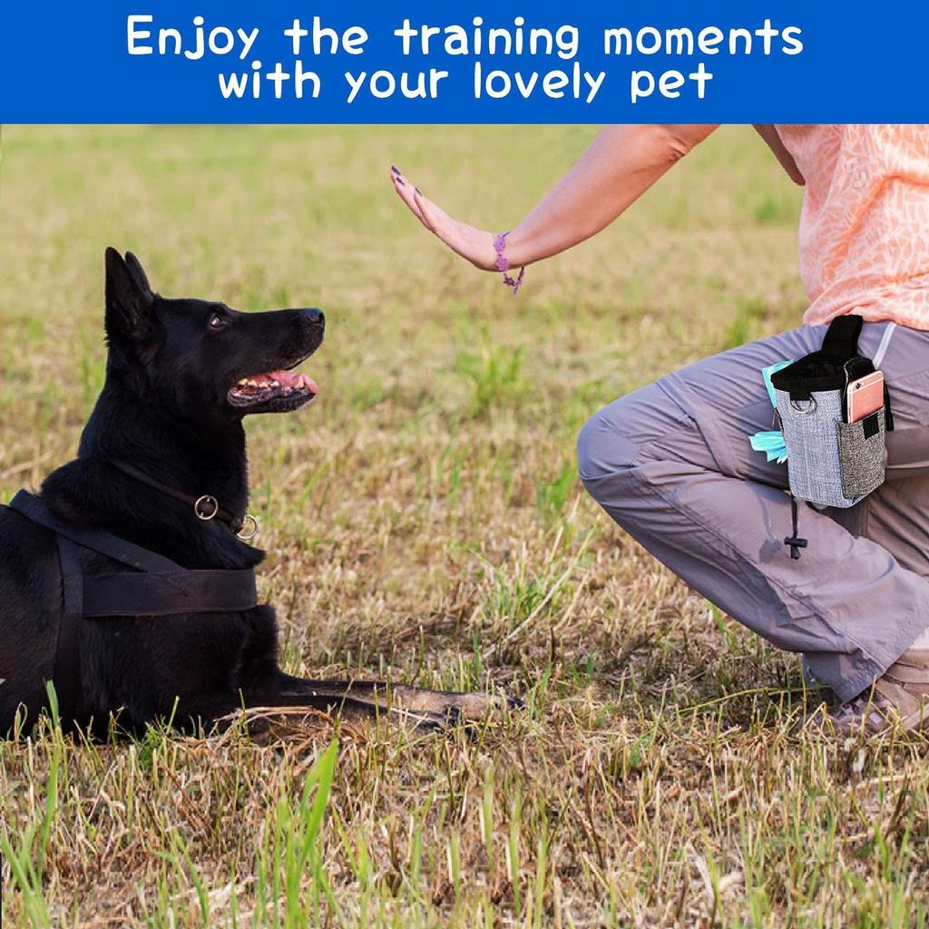 Waterproof Dog Treat Pouch With Poop Bag Dispenser Adjustable Belt Pet Training Food Bag For Outdoor Walking
