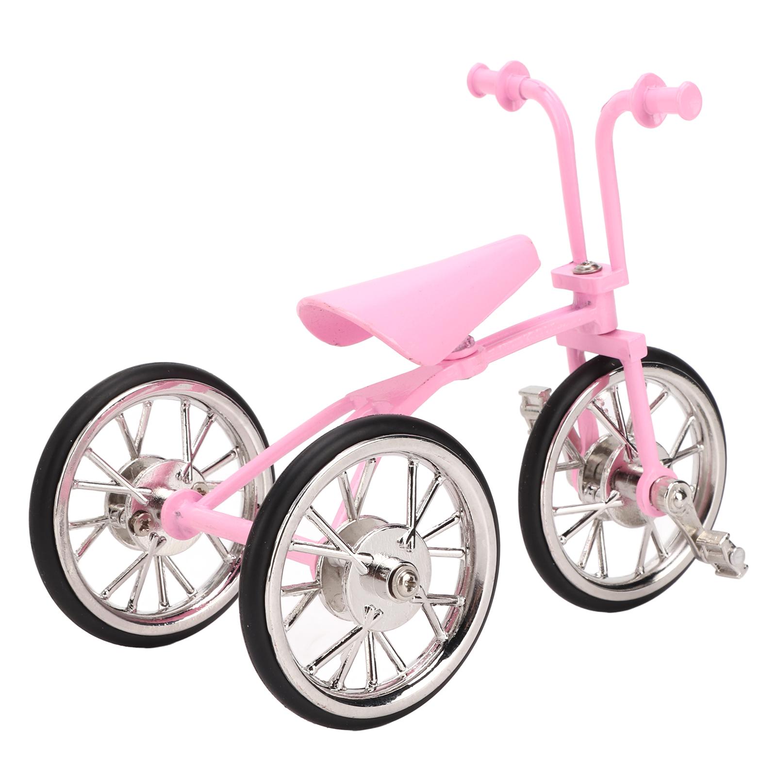 

Розовый вид игрушечный трехколесный велосипед модель имитация дизайна трехколесный велосипед орнамент износостойкий сплав DIY игрушка