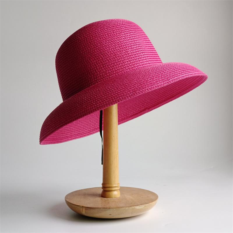

Caps Hepburn Hat Mint Green Hooded Hat Style Vintage Design Big Eaves Straw Hat Women Girls Solid Color Beach Holiday Big Sun 55-58CM